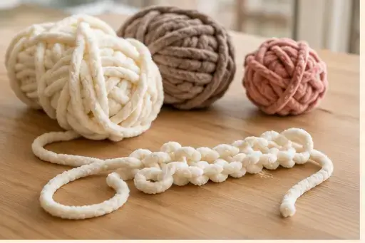 Premiers gestes de tricot à la main avec du fil chenille XXL