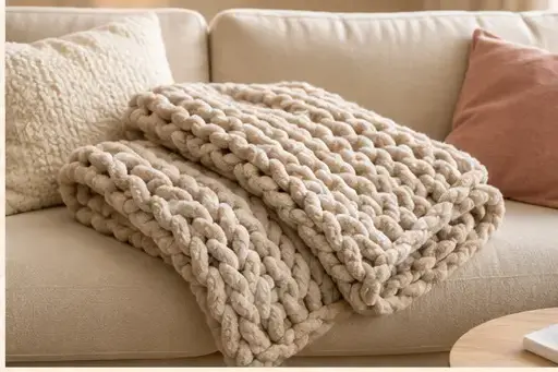 Fil chenille XXL et inspiration pour Tricoter une couverture bébé douce et régulière