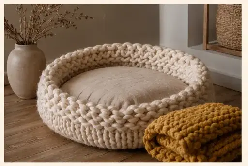 Fil chenille XXL et inspiration pour Créer un petit tapis confortable pour chat