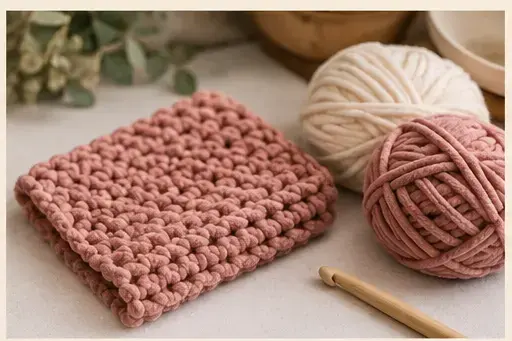 Fil chenille XXL et inspiration pour Créer un mini plaid en une soirée
