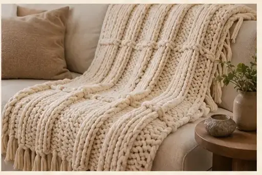 Détail de matière pour Pourquoi les grosses mailles séduisent la décoration ?